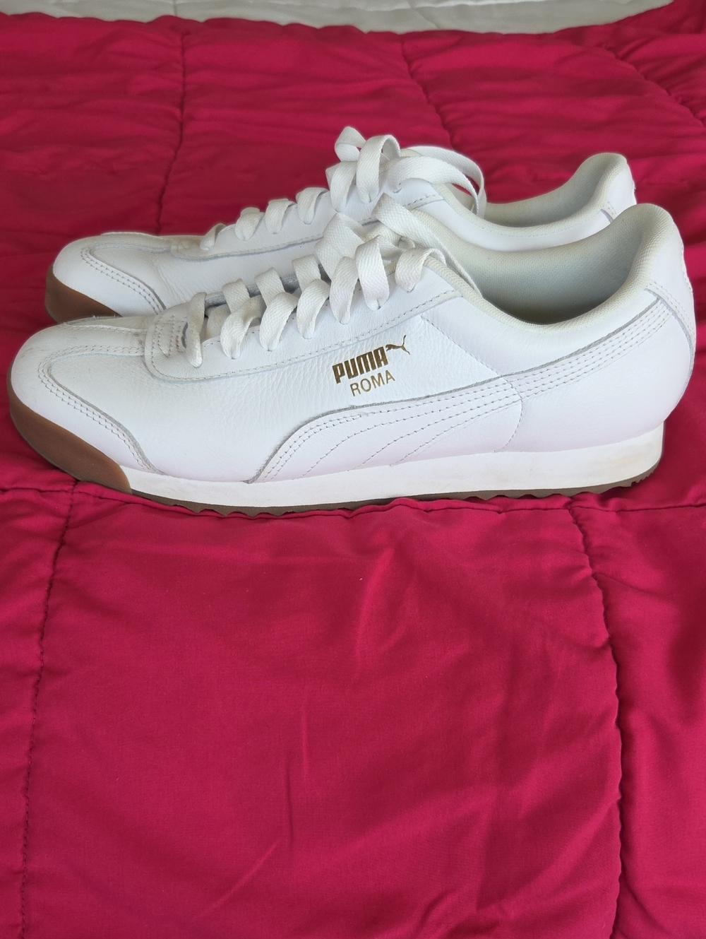 Puma Roma White Leather Men’s Sneakers with Gum Sole